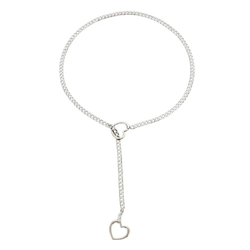 Heart ring choke chain lariat necklace